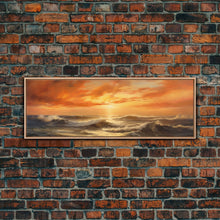 Load image into Gallery viewer, Framed Wall Art Print Set Sunset Horizon on Beach Shore Nature Ocean Oil Painting Nautical Scenic Colorful Multicolor Ultra