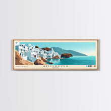 Load image into Gallery viewer, Amorgos, Greece Panoramic Print, Vacation Gift, Greece Wall Art, Beach Painting, Beach Decor, Large Wall Art, Wood Frame Art
