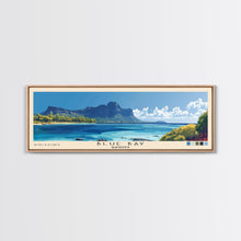 Load image into Gallery viewer, Blue Bay, Mauritius Panoramic Print, Vacation Gift, Mauritius Wall Art, Beach Painting, Beach Decor, Large Wall Art, Wood Frame Art