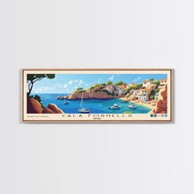 Carregar imagem no visualizador da galeria, Cala Fornells, Spain Panoramic Beach Print, Vacation Gift, Spain Wall Art, Framed Canvas Print, Framed Beach Painting