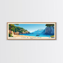 Carregar imagem no visualizador da galeria, Cala Violina, Italy Panoramic Beach Print, Vacation Gift, Italy Wall Art, Framed Canvas Print, Framed Beach Painting