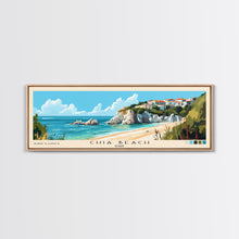 Cargar imagen en el visor de la galería, Chia Beach, Italy Panoramic Beach Print, Vacation Gift, Italy Wall Art, Framed Canvas Print, Framed Beach Painting