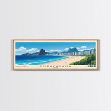 Load image into Gallery viewer, Copacabana, Brazil Panoramic Beach Print, Vacation Gift, Brazil Wall Art, Framed Canvas Print, Framed Beach Painting