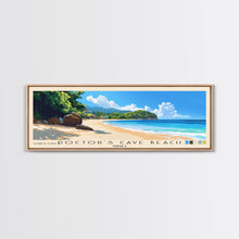 Load image into Gallery viewer, Doctor’s Cave Beach, Jamaica Panoramic Print, Vacation Gift, Jamaica Wall Art, Beach Painting, Beach Decor, Large Wall Art, Wood Frame Art