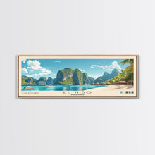 Load image into Gallery viewer, El Nido, Philippines Panoramic Print, Vacation Gift, Philippines Wall Art, Beach Painting, Beach Decor, Large Wall Art, Wood Frame Art