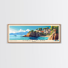 Load image into Gallery viewer, Embiez Island, France Panoramic Print, Vacation Gift, France Wall Art, Beach Painting, Beach Decor, Large Wall Art, Wood Frame Art