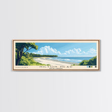 Cargar imagen en el visor de la galería, Hilton Head, South Carolina Panoramic Beach Print, Vacation Gift, South Carolina Wall Art, Framed Canvas Print, Framed Beach Painting