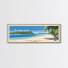Load image into Gallery viewer, Muri Beach, Cook Islands Panoramic Beach Print, Vacation Gift, Cook Islands Wall Art, Framed Canvas Print, Framed Beach Painting