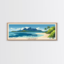 Load image into Gallery viewer, Tikehau, French Polynesia Panoramic Print, Vacation Gift, French Polynesia Wall Art, Beach Painting, Beach Decor, Large Wall Art, Wood Frame Art