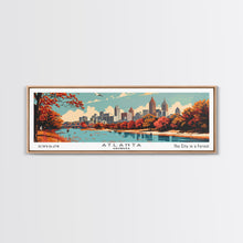 Load image into Gallery viewer, Atlanta Georgia Panoramic Painting, Mid Century Modern Framed Canvas Print, Retro Pop Art Travel Poster, Home Decor, City Wall Art