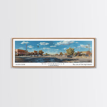 Carregar imagem no visualizador da galeria, Victorville California Panoramic Wall Art, Framed Canvas Print, Retro Style Travel Poster, Unique Home Decor, Artistic Office Piece, Original Gift
