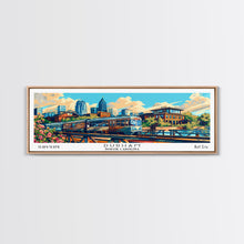 Load image into Gallery viewer, Durham North Carolina Panoramic Travel Poster Framed Canvas Print, Mid Century Modern Art, Pop Art Style, Wall Art Decor, Home Decoration