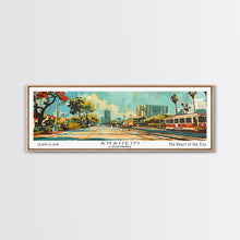 Load image into Gallery viewer, Anaheim California Panoramic Wall Art, Retro Pop Art Framed Canvas Print, Mid Century Modern Travel Poster, Living Room Decor, Wall Hanging