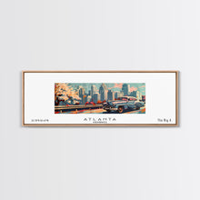 Load image into Gallery viewer, Atlanta Georgia Panoramic Painting, Mid Century Modern Framed Canvas Print, Retro Pop Art Travel Poster, Wall Decor, Gift Idea, Home Decor