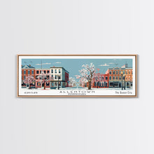Carregar imagem no visualizador da galeria, Allentown Pennsylvania Panoramic Painting, Mid Century Modern Framed Canvas Print, Retro Pop Art Travel Poster, Office Art, City Print
