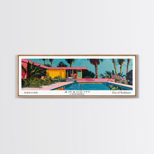 Load image into Gallery viewer, Anaheim California Panoramic Painting, Mid Century Modern Framed Canvas Print, Retro Pop Art Travel Poster, Office Wall Art, City Print