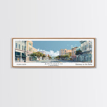 Load image into Gallery viewer, Antioch California Panoramic Painting, Mid Century Modern Framed Canvas Print, Retro Pop Art Travel Poster, Home Decor, City Art