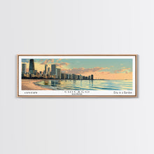 Cargar imagen en el visor de la galería, Chicago Florida Panoramic Painting, Mid Century Modern Framed Canvas Print, Retro Pop Art Travel Poster, Living Room Wall Art, City Art