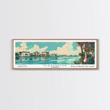 Cargar imagen en el visor de la galería, Clearwater Florida Panoramic Painting, Mid Century Modern Framed Canvas Print, Retro Pop Art Travel Poster, Home Decor, City Art