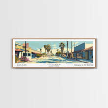 Load image into Gallery viewer, Clovis California Panoramic Wall Art, Mid Century Modern Framed Canvas Print, Retro Pop Art Travel Poster, City Office Decor, Home Art