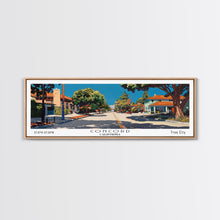 Cargar imagen en el visor de la galería, Concord California Panoramic Painting, Mid Century Modern Framed Canvas Print, Retro Pop Art Travel Poster, City Wall Decor, Office Decor