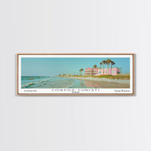 Load image into Gallery viewer, Corpus Christi Texas Panoramic Painting, Mid Century Modern Framed Canvas Print, Retro Pop Art Travel Poster, City Home Decor, Office Wall Art