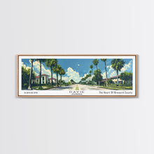 Load image into Gallery viewer, Davie Florida Panoramic Painting, Mid Century Modern Framed Canvas Print, Retro Pop Art Travel Poster, City Wall Art, Home Decor