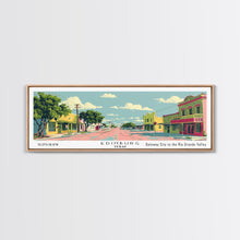 Load image into Gallery viewer, Edinburg Texas Panoramic Wall Art, Mid Century Modern Framed Canvas Print, Retro Pop Art Travel Poster, City Office Art, Living Room Decor