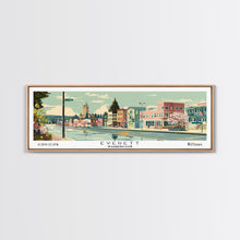 Carregar imagem no visualizador da galeria, Everett Washington Panoramic Painting, Mid Century Modern Framed Canvas Print, Retro Pop Art Travel Poster, Home Wall Decor