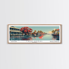 Carregar imagem no visualizador da galeria, Cape Coral Florida Panoramic Painting, Framed Canvas Print, Mid Century Modern Wall Art, Retro Pop Art Travel Poster, Home Decor, City Art