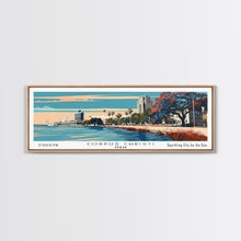 Load image into Gallery viewer, Corpus Christi Texas Panoramic Painting, Framed Canvas Print, Mid Century Modern Wall Art, Retro Pop Art Travel Poster, Office Decor, City Art