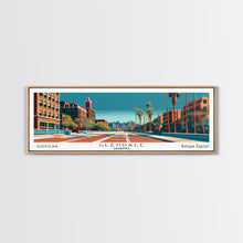 Carregar imagem no visualizador da galeria, Glendale Arizona Panoramic Painting, Mid Century Modern Framed Canvas Print, City Art, Retro Pop Art Travel Poster, Living Room Decor, City Wall Art, Home Office Decor