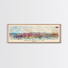 Carregar imagem no visualizador da galeria, Arkhangelsk Russia Panoramic Travel Poster, Framed Canvas Print or Metal Wall Art, Travel Art, Home Decor, Panoramic Painting, Midcentury Art