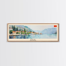 Load image into Gallery viewer, Bar Montenegro Travel Print Wall Art, Panoramic City Art, Travel Art, Wall Decor, Vacation Gift, Framed Canvas Print Or Metal Art