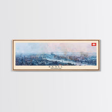Carregar imagem no visualizador da galeria, Basel Switzerland Travel Art, City Art, Framed Canvas Print or Metal Wall Art, Europe Travel Poster, Panoramic Wall Art, Extra Wide Wall Art