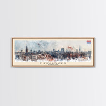 Load image into Gallery viewer, Eindhoven Netherlands Panoramic Travel Poster, Framed Canvas Print or Metal Wall Art, Travel Art, Home Decor, Panoramic Painting, Midcentury Art