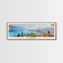 Carregar imagem no visualizador da galeria, Geneva Switzerland Wall Art, Panoramic Travel Poster, Panoramic Framed Canvas Print, City Wall Art, Wall Hanging Home Decor, Travel Art