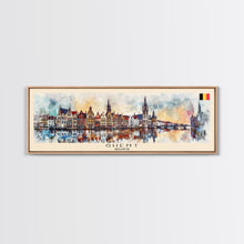 Load image into Gallery viewer, Ghent Belgium Wall Art, Panoramic Travel Poster, Panoramic Framed Canvas Print, City Wall Art, Wall Hanging Home Decor, Travel Art