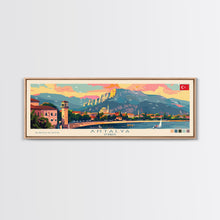 Load image into Gallery viewer, Antalya Turkey Panoramic Travel Poster, Framed Canvas Print or Metal Wall Art, Travel Art, Home Decor, Panoramic Painting, Midcentury Art