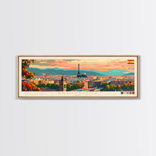 Load image into Gallery viewer, Barcelona Spain Travel Print Wall Art, Panoramic City Art, Travel Art, Wall Decor, Vacation Gift, Framed Canvas Print Or Metal Art