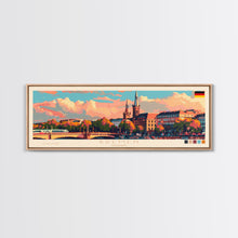 Load image into Gallery viewer, Bremen Germany Wall Art, Panoramic Travel Poster, Panoramic Framed Canvas Print, City Wall Art, Wall Hanging Home Decor, Travel Art