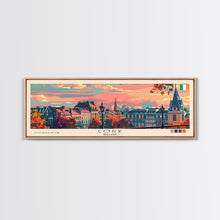 Load image into Gallery viewer, Cork Ireland Panoramic Travel Poster, Framed Canvas Print or Metal Wall Art, Travel Art, Home Decor, Panoramic Painting, Midcentury Art