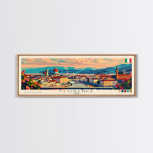 Carregar imagem no visualizador da galeria, Florence Italy Panoramic Travel Poster, Framed Canvas Print or Metal Wall Art, Travel Art, Home Decor, Panoramic Painting, Midcentury Art