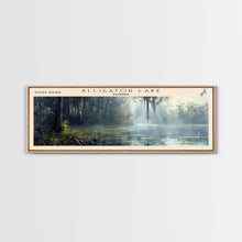 Load image into Gallery viewer, Alligator Lake Florida Panoramic Framed Canvas Print, Lake House Decor, Tropical Landscape, Travel Poster, Wall Art, Scenic Painting