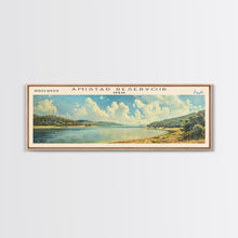 Load image into Gallery viewer, Amistad Reservoir Texas Panoramic Framed Canvas Print, Lake House Decor, Modern Art, Travel Poster, Scenic View, Water Reflection