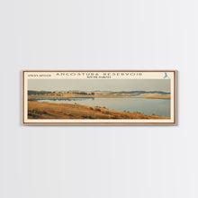 Load image into Gallery viewer, Angostura Reservoir South Dakota Panoramic Framed Canvas Print, Lake House Decor, Minimalist Art, Travel Poster, Scenic Painting