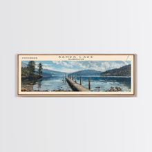 Load image into Gallery viewer, Banks Lake Washington Panoramic Framed Canvas Print, Lake House Decor, Rustic Art, Travel Poster, Scenic View, Home Decoration