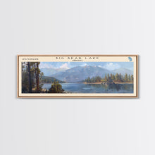 Load image into Gallery viewer, Big Bear Lake California Panoramic Framed Canvas Print, Lake House Decor, Scenic View, Travel Poster, Modern Art, Nature Wall Art
