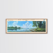 Load image into Gallery viewer, Big Spirit Lake Iowa Framed Canvas Print, Panoramic Lake House Decor, Scenic View, Travel Poster, Rustic Art, Lake Painting