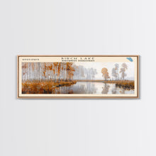 Load image into Gallery viewer, Birch Lake Framed Canvas Print, Panoramic Lake House Decor, Scenic View, Travel Poster, Rustic Art, Lake Painting